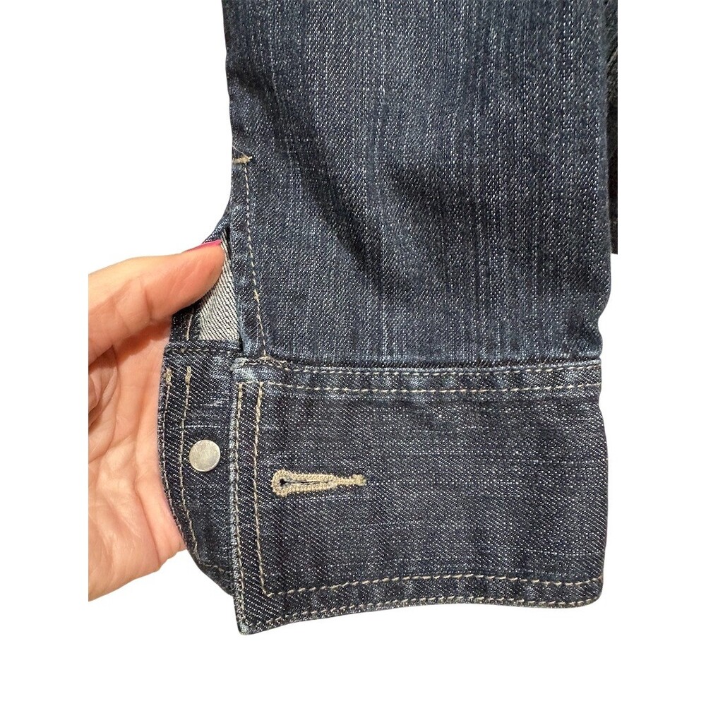 Tommy Hilfiger Jacket Womens XL Dark Wash Denim Trucker Button Front Blue - Picture 6 of 11